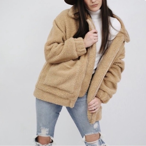 Show Me Your Mumu Cordelia Fleece Teddy Jacket Butterscotch - Picture 2 of 6